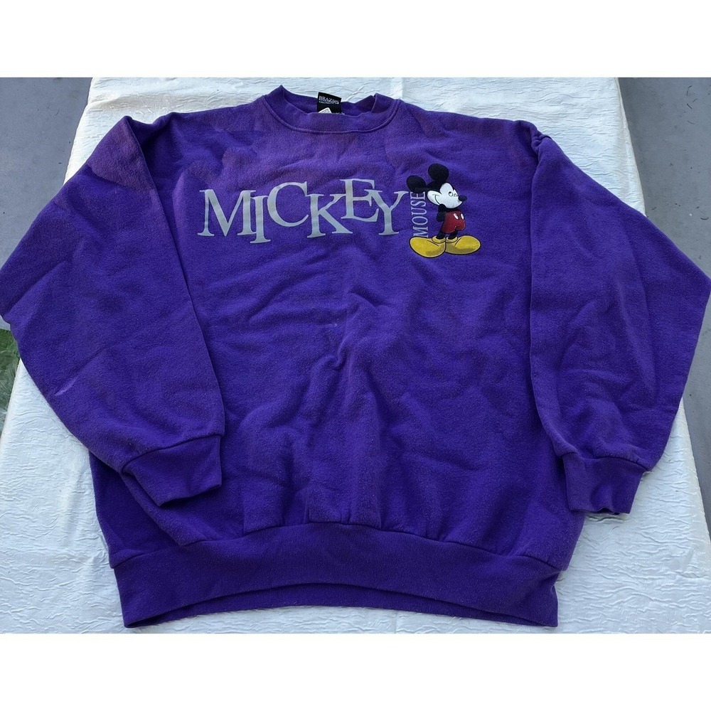Vintage Mickey Unlimited Purple Sweatshirt XL Brazos Sportswear Disney Crewneck - Picture 2 of 9